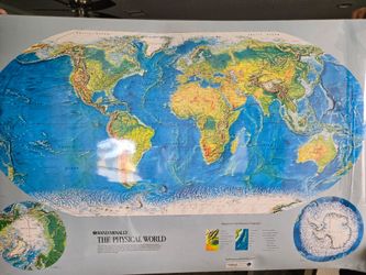 Rand McNally Physical World map- large. 1993