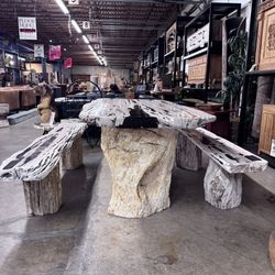 Solid Petrified Wood Dining Set 