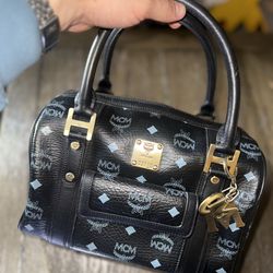 MCM Visetos Black Boston Bag  25cm