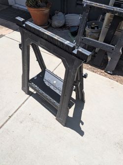 Standing folding plastic sawhorse