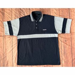 Size L: Men’s Y2K Vintage FUBU The Collection Black Gray Polo Logo Shirt