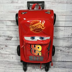 Disney Pixar Cars Lightning McQueen Kids 3D Rolling Suitcase Carry-On Luggage