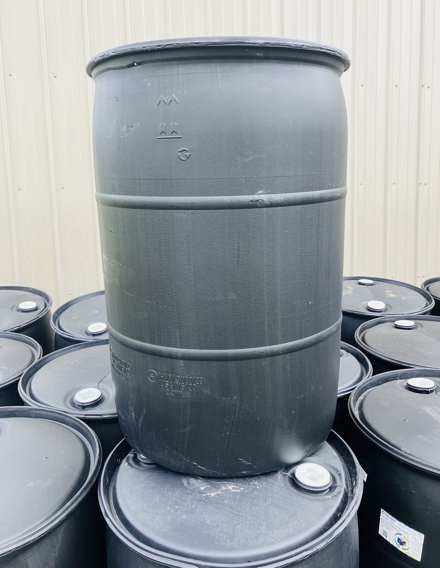 55 Gallon Black Barrels Drums