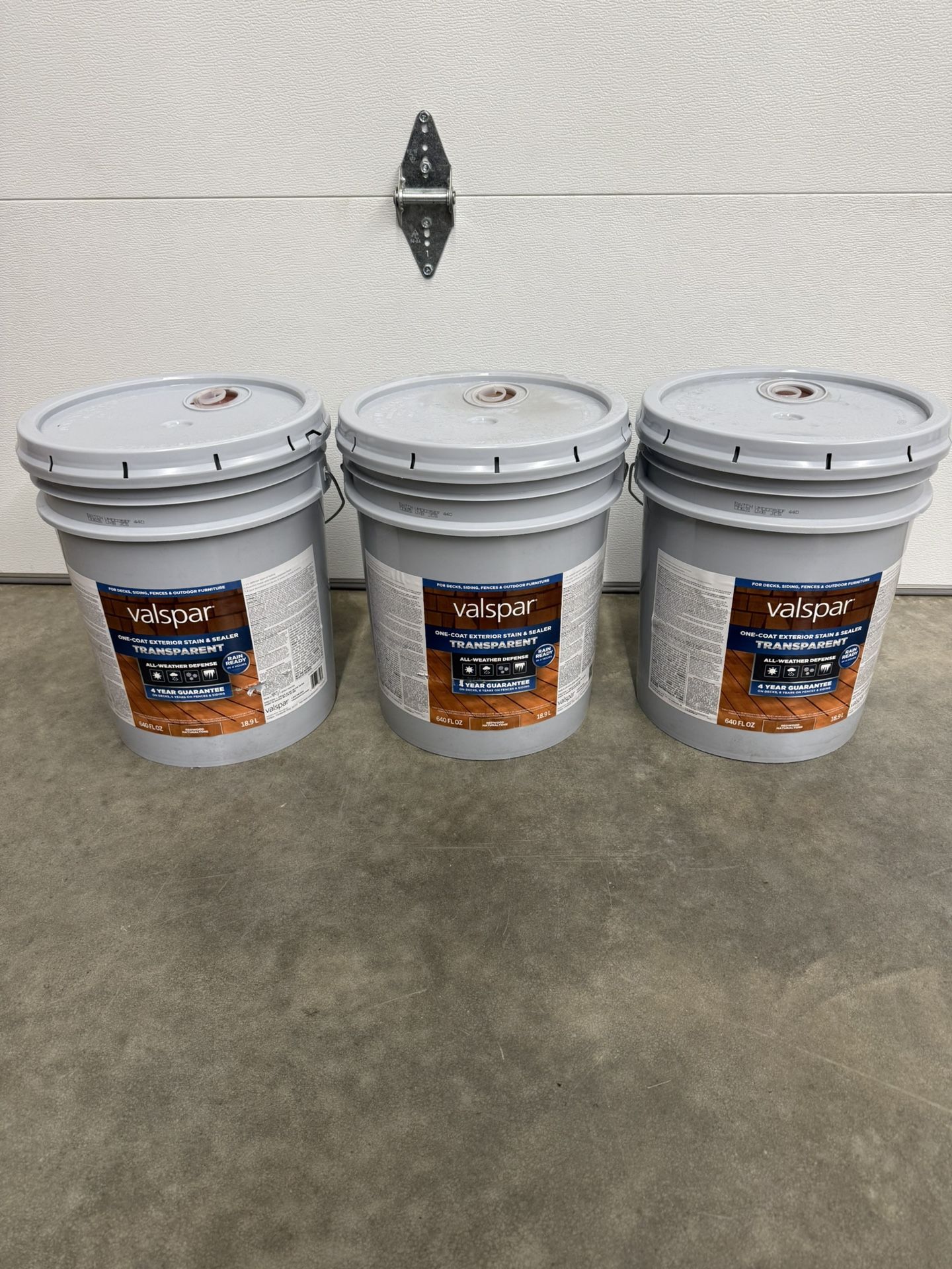 NEW Valspar Pre-Tinted Redwood Naturaltone Transparent Exterior Wood Stain and Sealer in One ( 5-gallon ) Water-based $209 plus tax at Lowe's