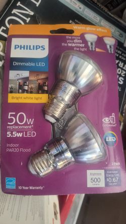 Philips PAR20 Dimmable LED Flood Bulbs 2-Pack