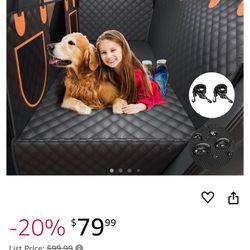 Dog Car Seat Cover for Back Seat, Pet Cover with Waterproof and Scratch-Proof Extender for Dogs, Dog Hammock with Door Protection and Storage Pocket f