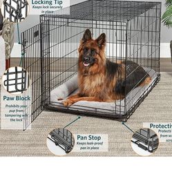 48 " Dog Crate, Xl Dogs. Pull Out Tray. Double Doors, Brand New