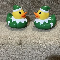Rubber ducks set of 2 Christmas elf bath toys baby New