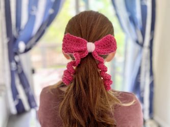 Custom handmade crochet bow hair ties