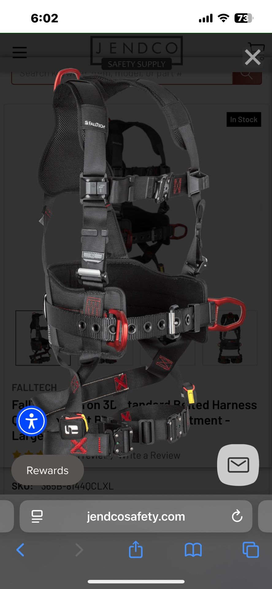 FallTech FT-Iron 3D Standard Belted Harness Quick Connect Buckle Leg Adjustment - Large/XL