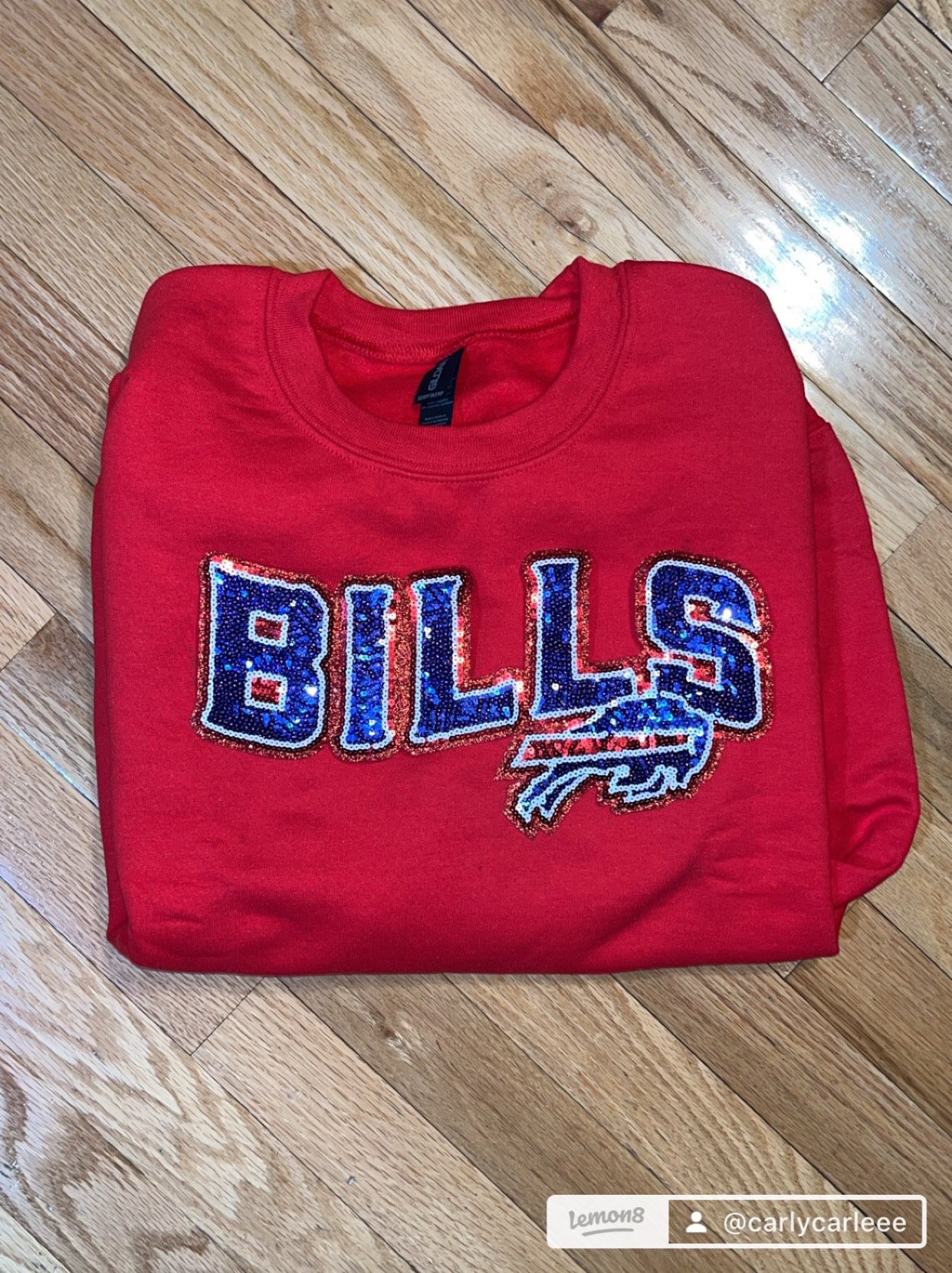 Buffalo Bills Ironed On sequin patch Hoodie Or Sweatshirt