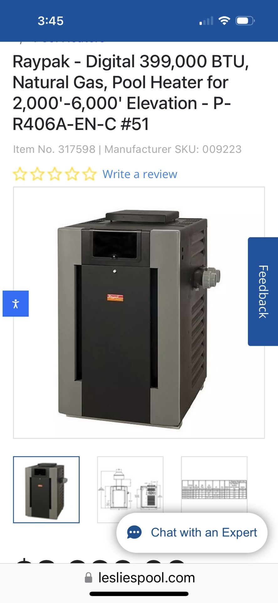 Raypack Natural Gas Pool Heater