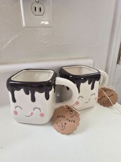 Set Of 2 new Cute Marshmallow Drinking Mugs