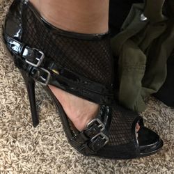 Bebe Black Mesh Heels 