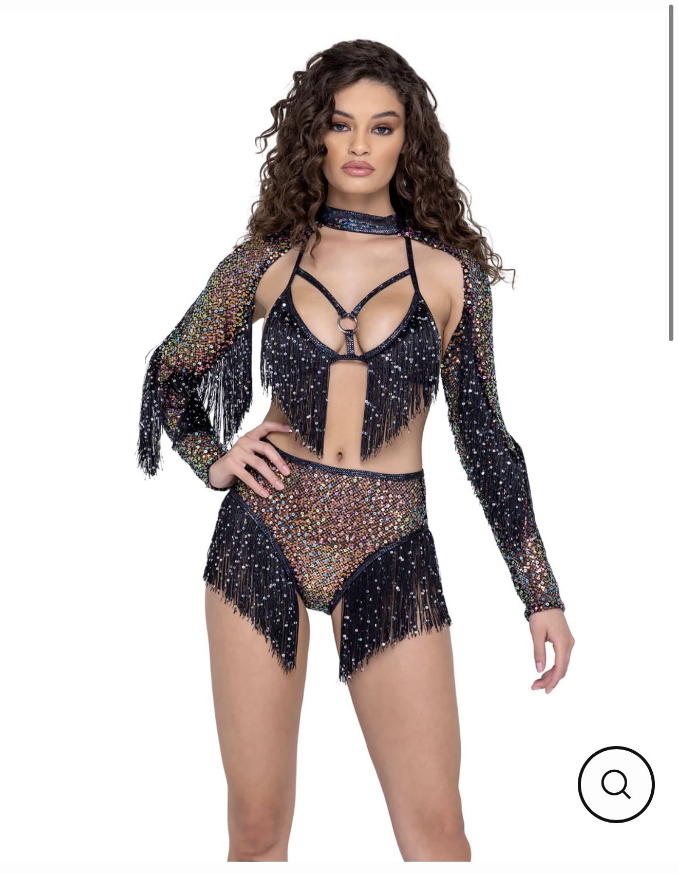 2 Piece SEQUIN FISHNET SHRUG Halloween Costume Size S