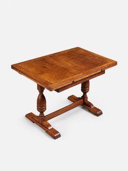 English Jacobean Revival Oak Draw-Leaf Dining Table, c.1930's - Delivery Available