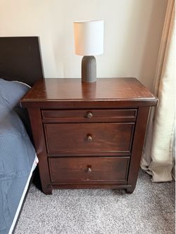 Night stand solid wood with sliding table