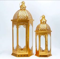 Trirocks 2pc Moroccan Lanterns Gold