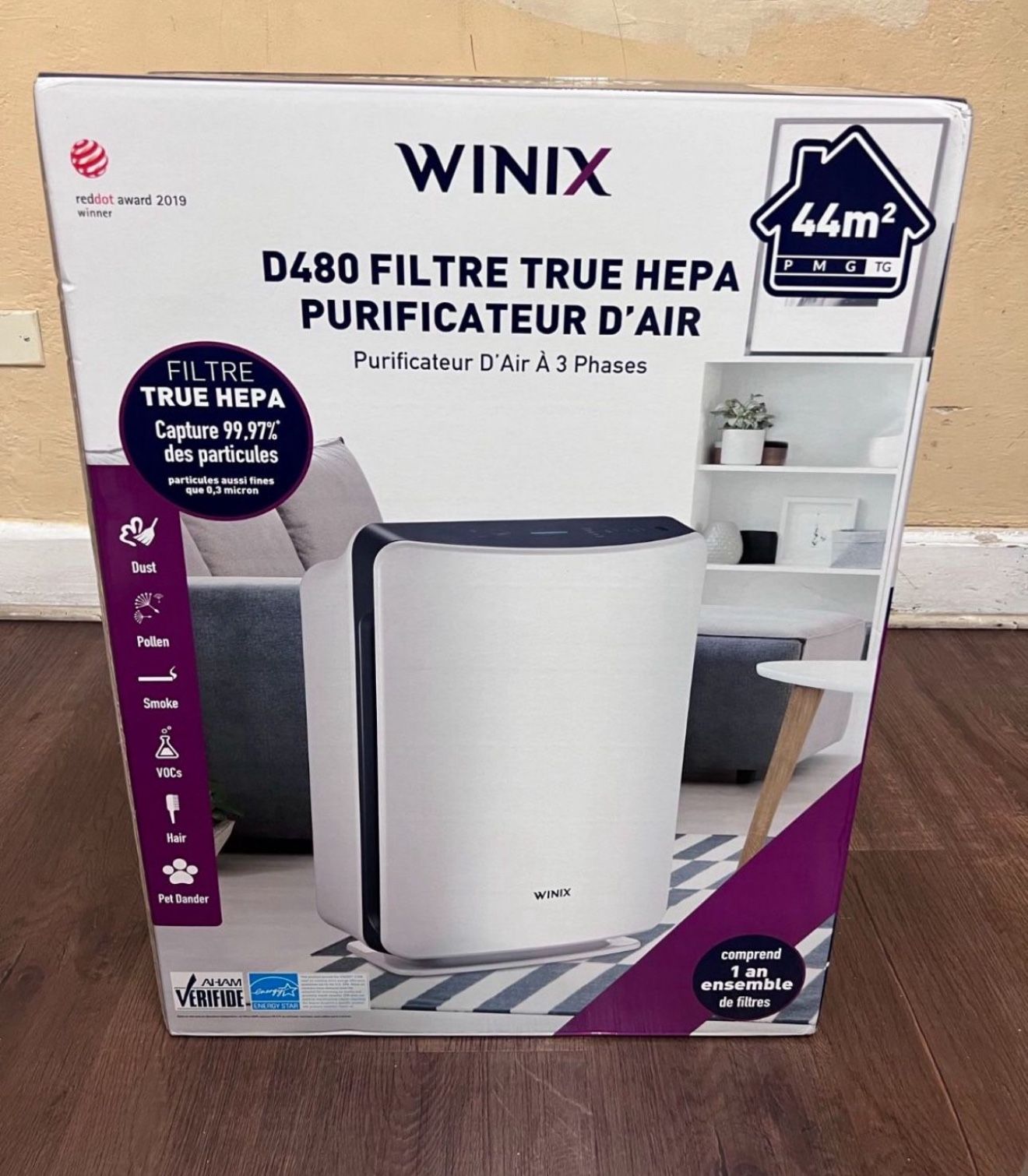 Air Purifier / Winix D480True HEPA 3-Stage Air Purifier, AHAM Verified for 480 sq. ft.