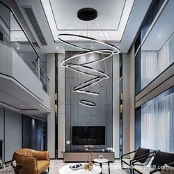 LED Chandelier,6 Rings Black Pendant Light multiple shapes, Ceiling Light Fixt