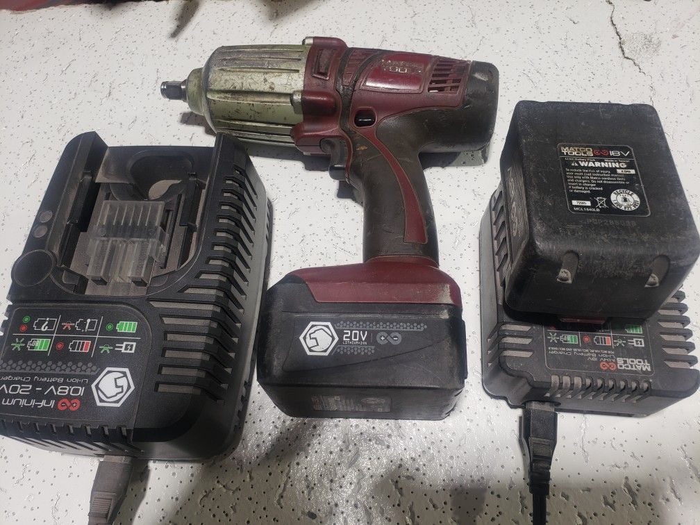 MATCO TOOLS 1/2 IMPACT 2 Batteries And 2 Chargers Works Great for Sale