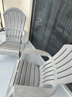 Gray Plastic Adirondack Chairs – Set of 2