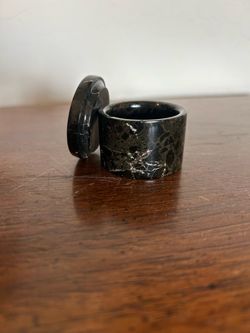 Carved marble stone jar w lid