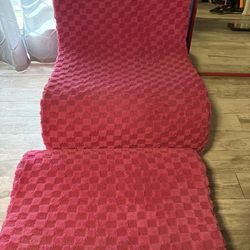 Accent Bean Bag Chair with Footstool, Modern Lazy Sofa Chair with Comfy Jacquard Shaggy Plush, Pink