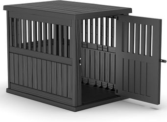 Heavy-Duty Resin Dog Crate for Large Dogs – Weatherproof, Ventilated Design, Easy-Clean Plastic Dog House with Lockable Door, Portable Kennel for Indo
