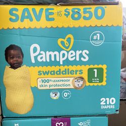 Pampers Swaddlers Diapers, Size 1, 210 Count