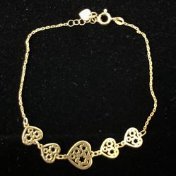 Heart 10k Gold Bracelet 