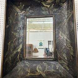 Diamond View Sterling Industries Late 20th. Century Rustic Hand Painted Bird Decorated Shadow Box Wall Mirror