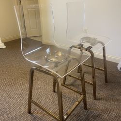 Acrylic and Bronze/Champagne Counter Height Stools