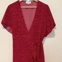 Red & White Polka Midi dress