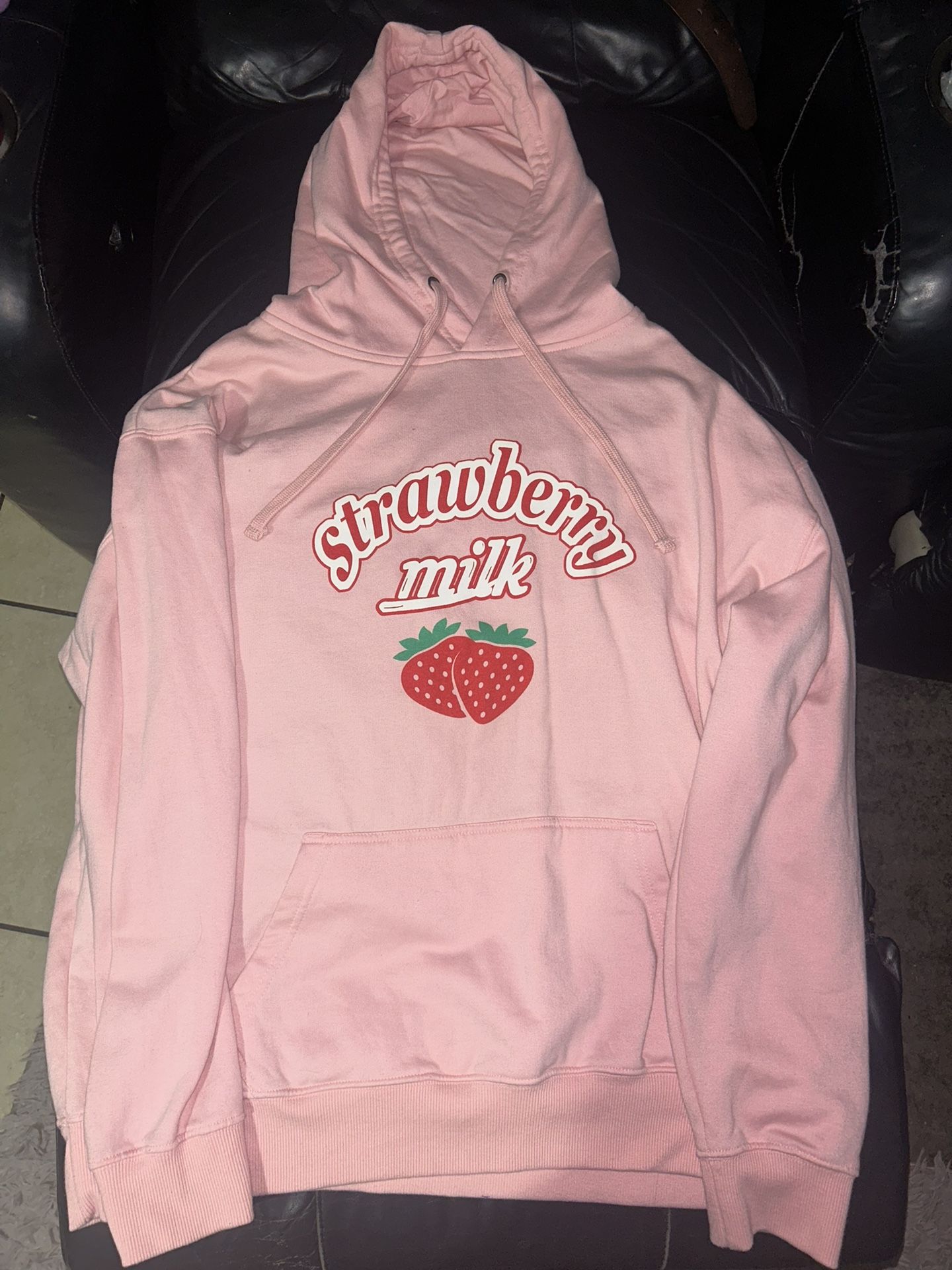 Pink Strawberry Milk Girls Hoodie (Size XL)