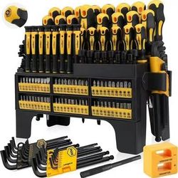 HORUSDY 140-Piece Magnetic Screwdriver Set with Plastic Racking, Includes SAE & Metric Hex Keys, Precision Screwdriver and Magnetizer Demagnetizer DIY