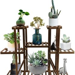New in box Indoor Outdoor Wood Plant Stand, Multi Tier Flower Pot Stand Rack Shelf Holder for Living Room Balcony Patio Garden Yard