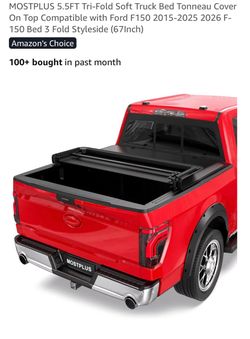 Ford F150 2015-2025 2026 5.5FT Tri-Fold Soft Truck Bed Tonneau Cover On Top Compatible with