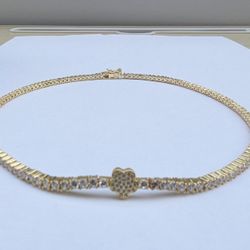 $90- Brand New 13" 14K Gold Plated Over 925 Sterling Silver Tennis Choker