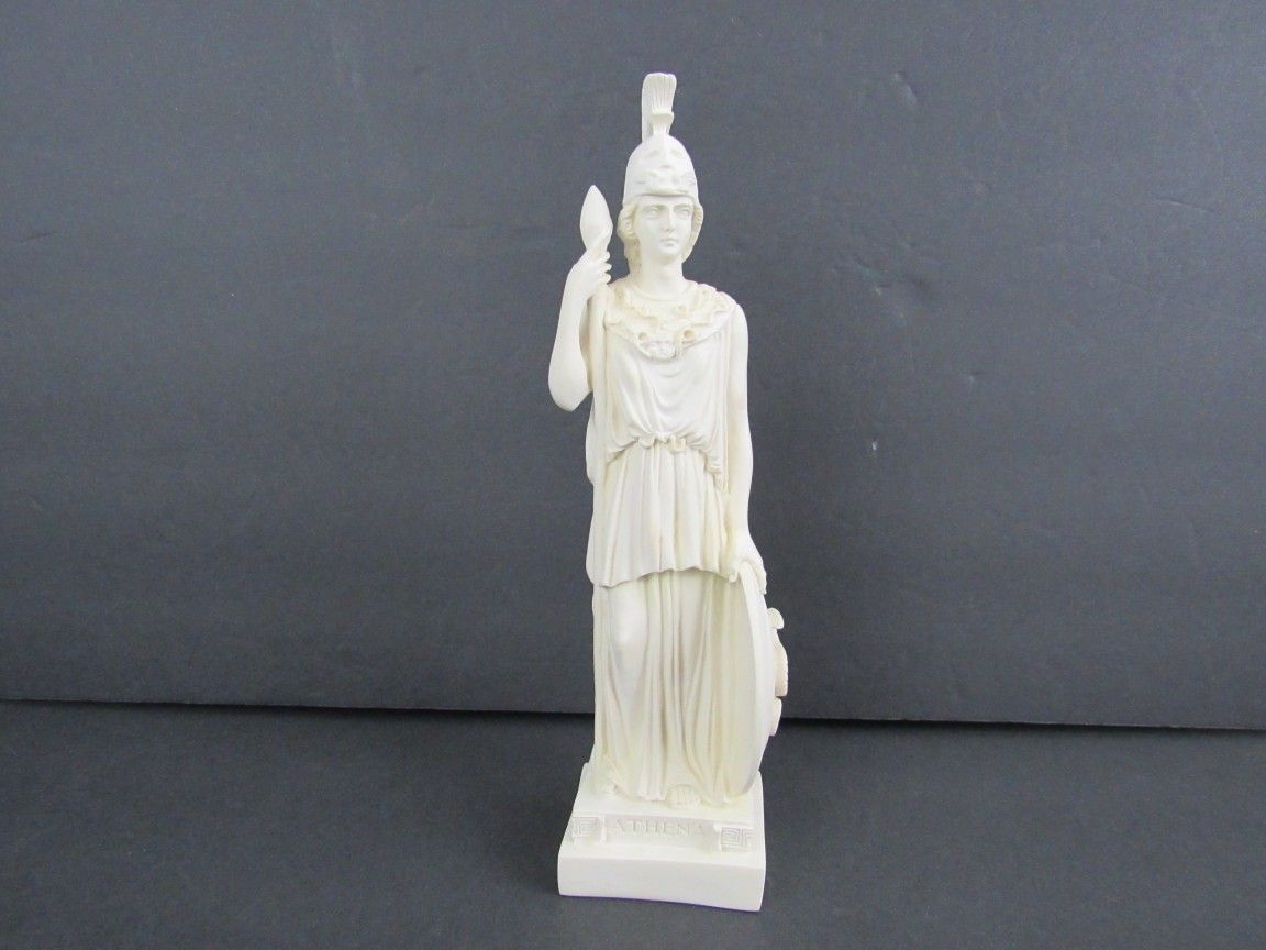 Athena Minerva Greek Roman Goddess Alabaster Cast Statue 10" Tall