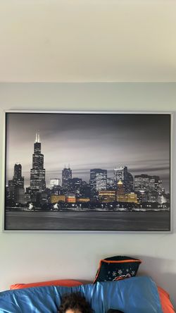 Large Framed Chicago Skyline Wall Art