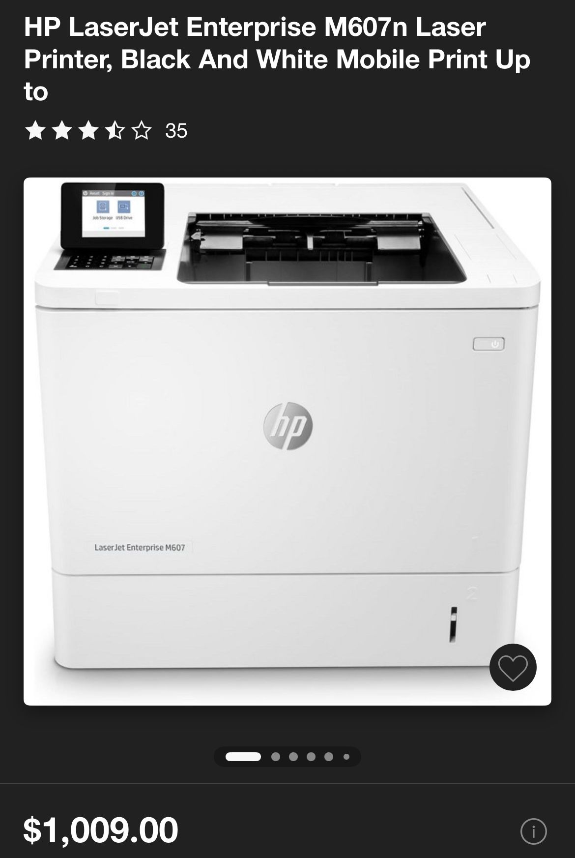 HP LaserJet Enterprise M607n Printer + Brand New Toner
