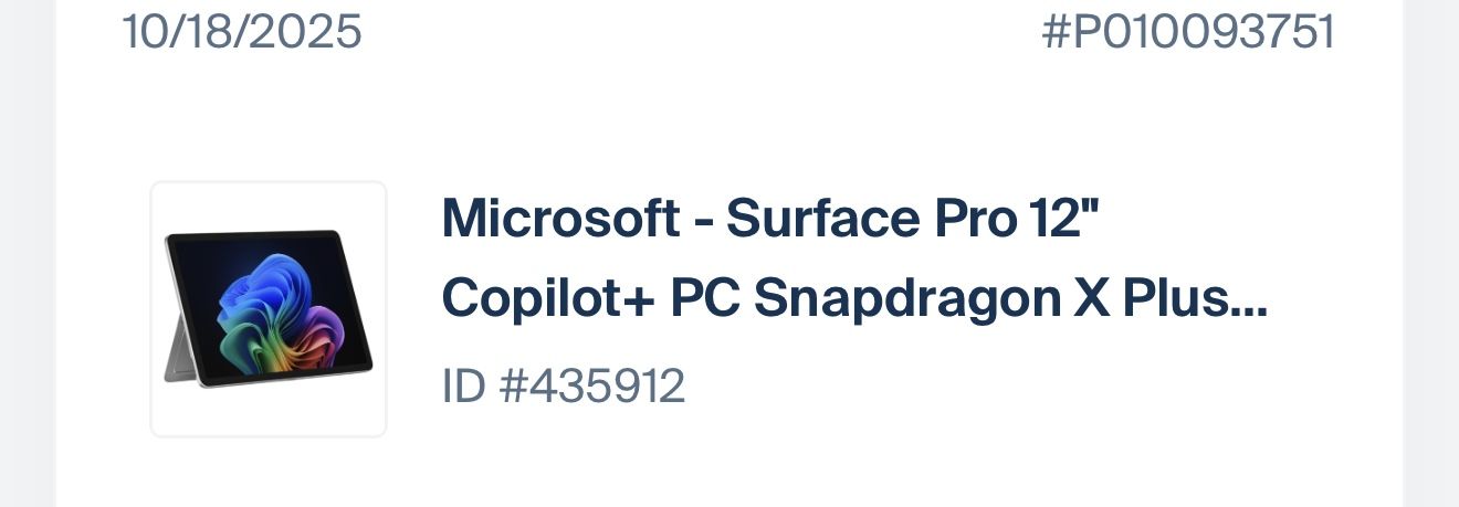 Microsoft surface pro 12” copilot+ pc snapdragon