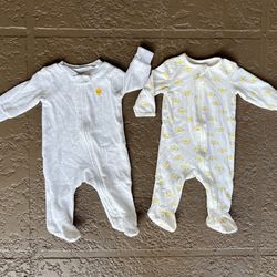 2 Like new Focus Kids & Carter’s baby sleepers pajamas, size 3 months