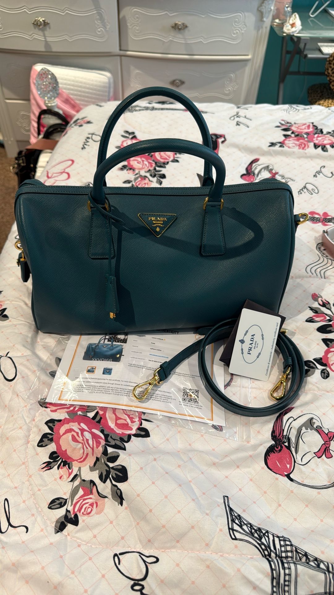Prada SaffianoLux Bowler Leather bag