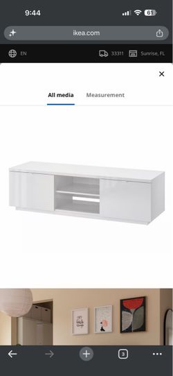IKEA BYAS TV unit, high gloss white, 63x16 1/2x17 3/4"