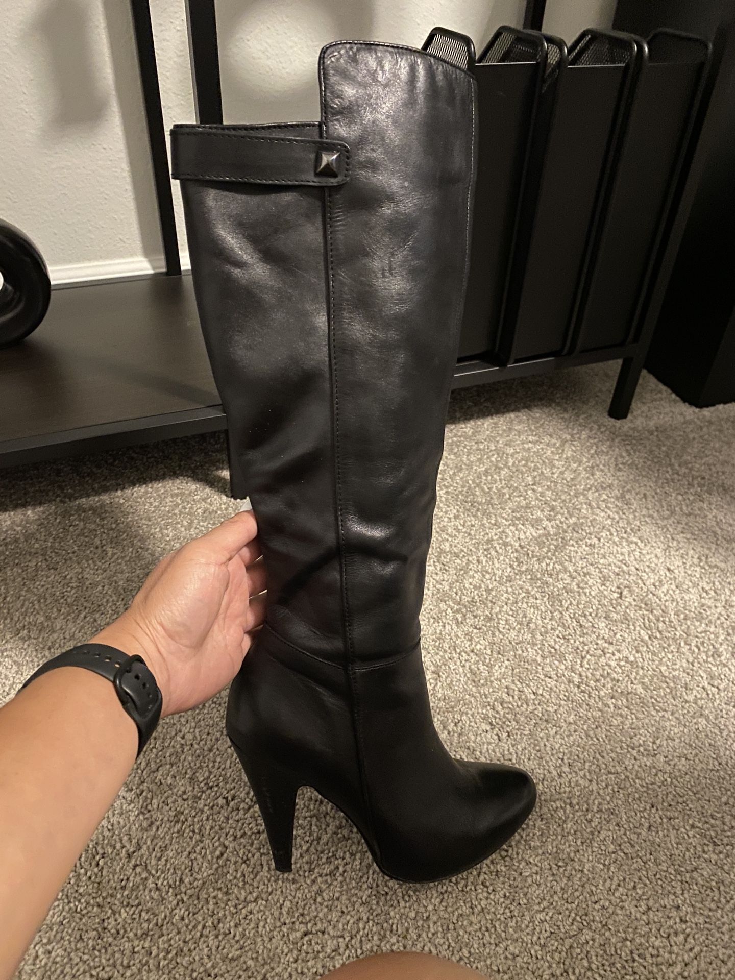Aldo Black Leather Knee High Boots
