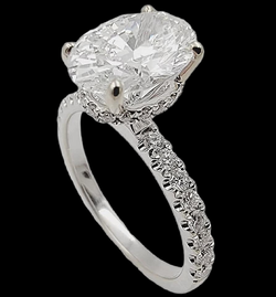 18K White Gold 1.84ct Engagement Ring with Lab Grown Oval Diamond.