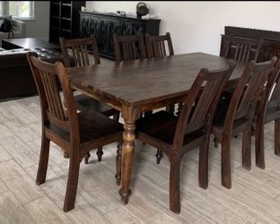 Rustic Dining Table & 8 Chairs