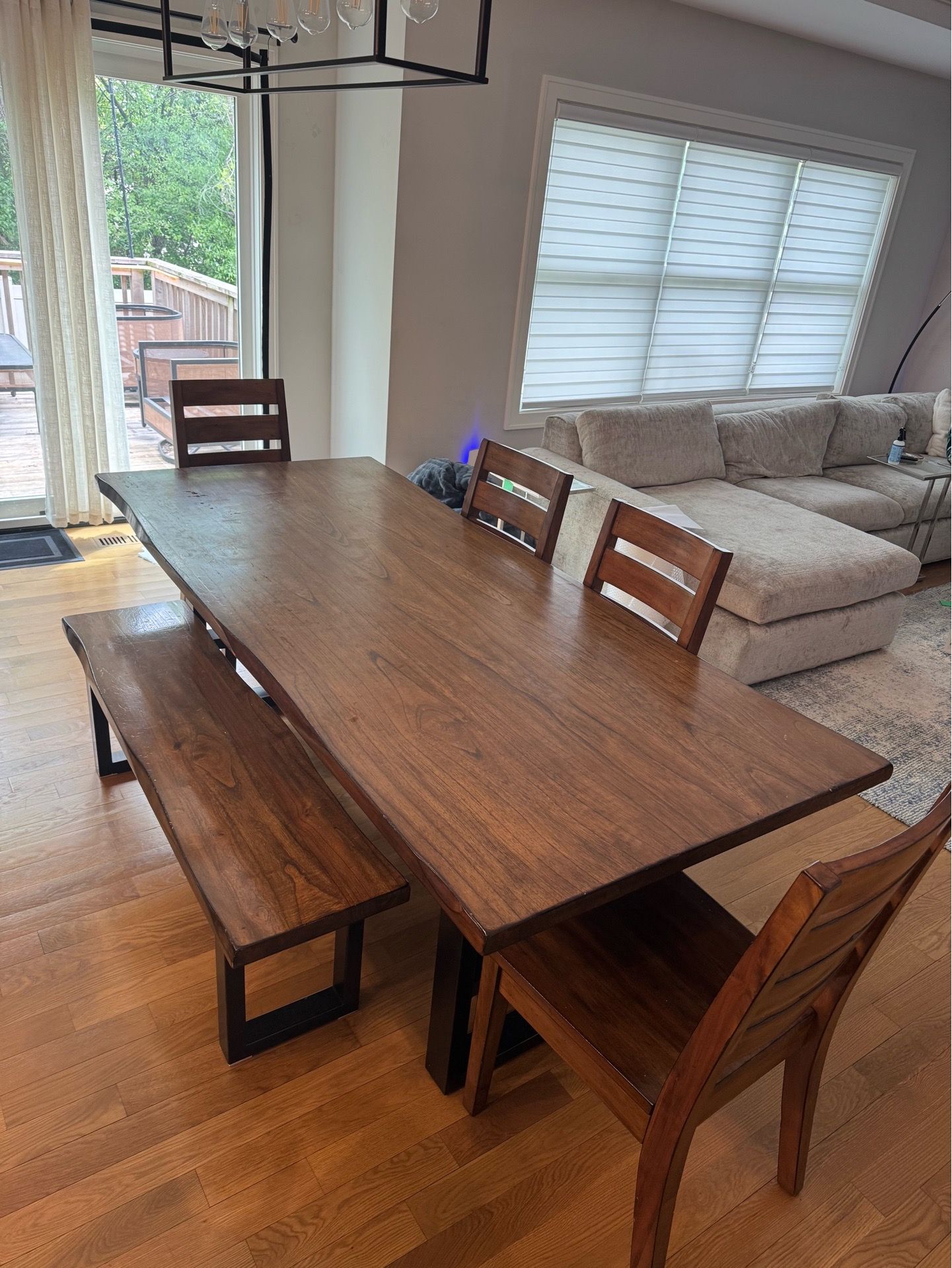 Dining table set + chairs and bench